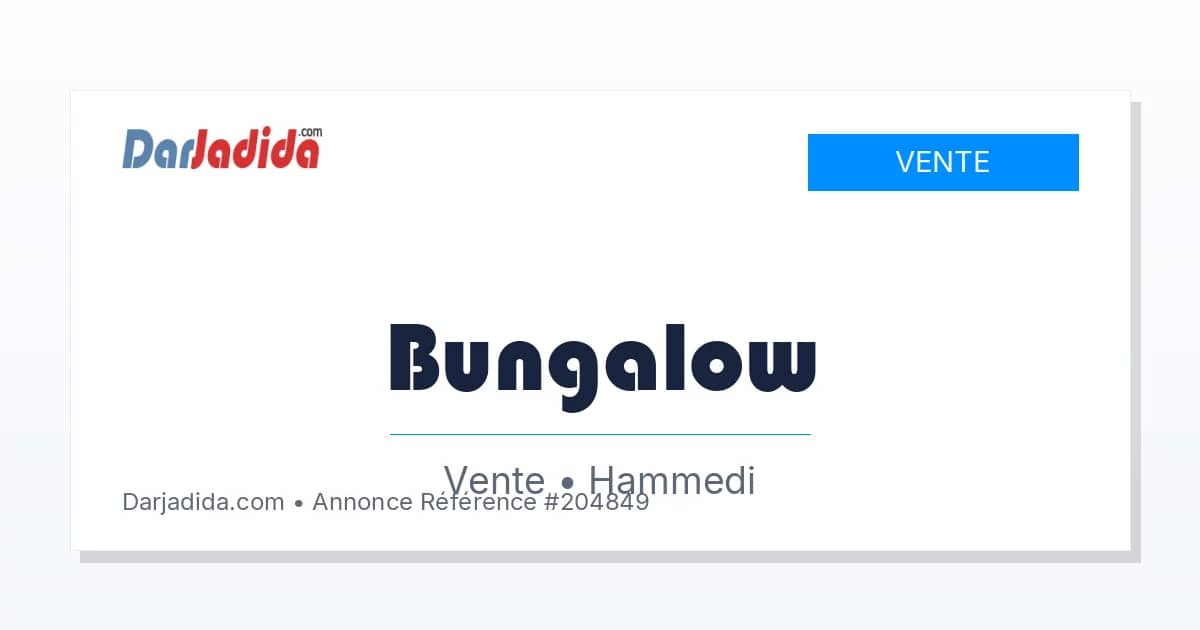 Vente Bungalow Boumerdes