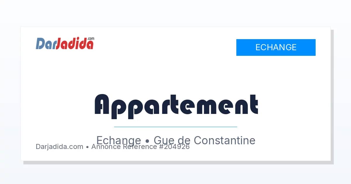 Echange Appartement F3 Alger
