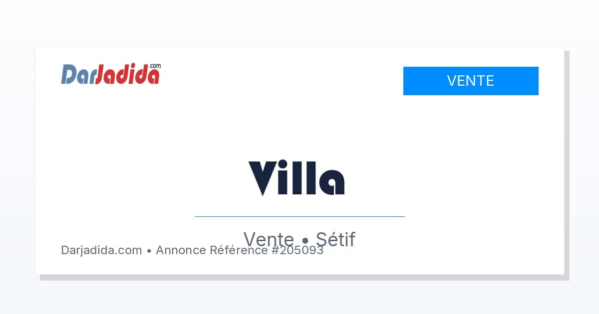 Vente Villa F5 Sétif