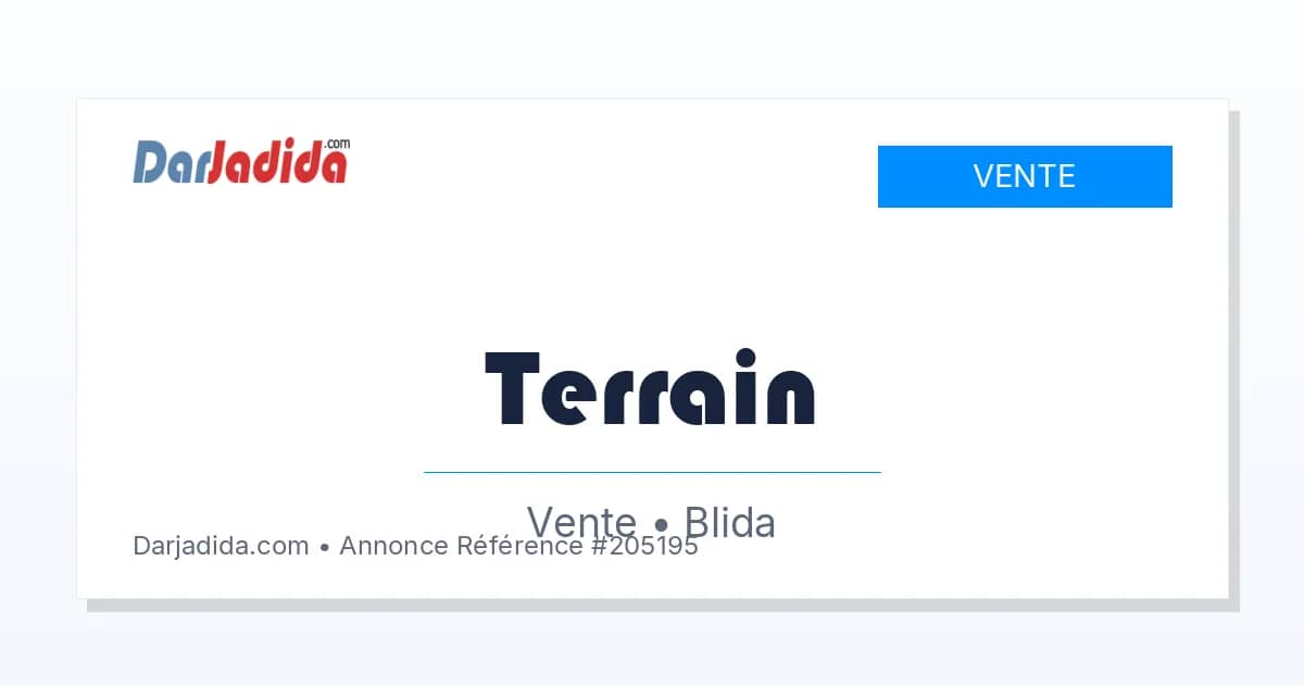 Vente Terrain Blida
