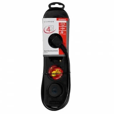 MULTIPRISE VIVANCO 4X, 3.680W/16A, 1.4m - EKLS4S/37644 - EKLS4S/37644