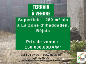 Bejaia vente terrain ( béjaia ) immobilier