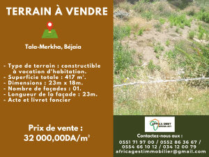 Terrain bejaia vente immobilier