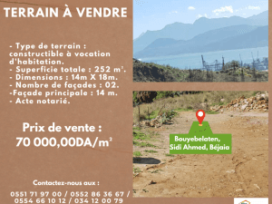 Vente terrain bejaia ( béjaia ) immobilier