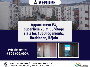 Vente appartement bejaia ( béjaia ) f3 algérie