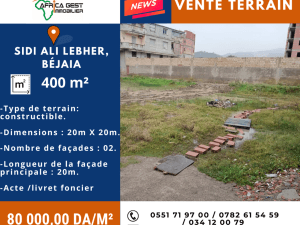 Vente terrain bejaia ( béjaia ) immobilier